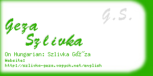 geza szlivka business card